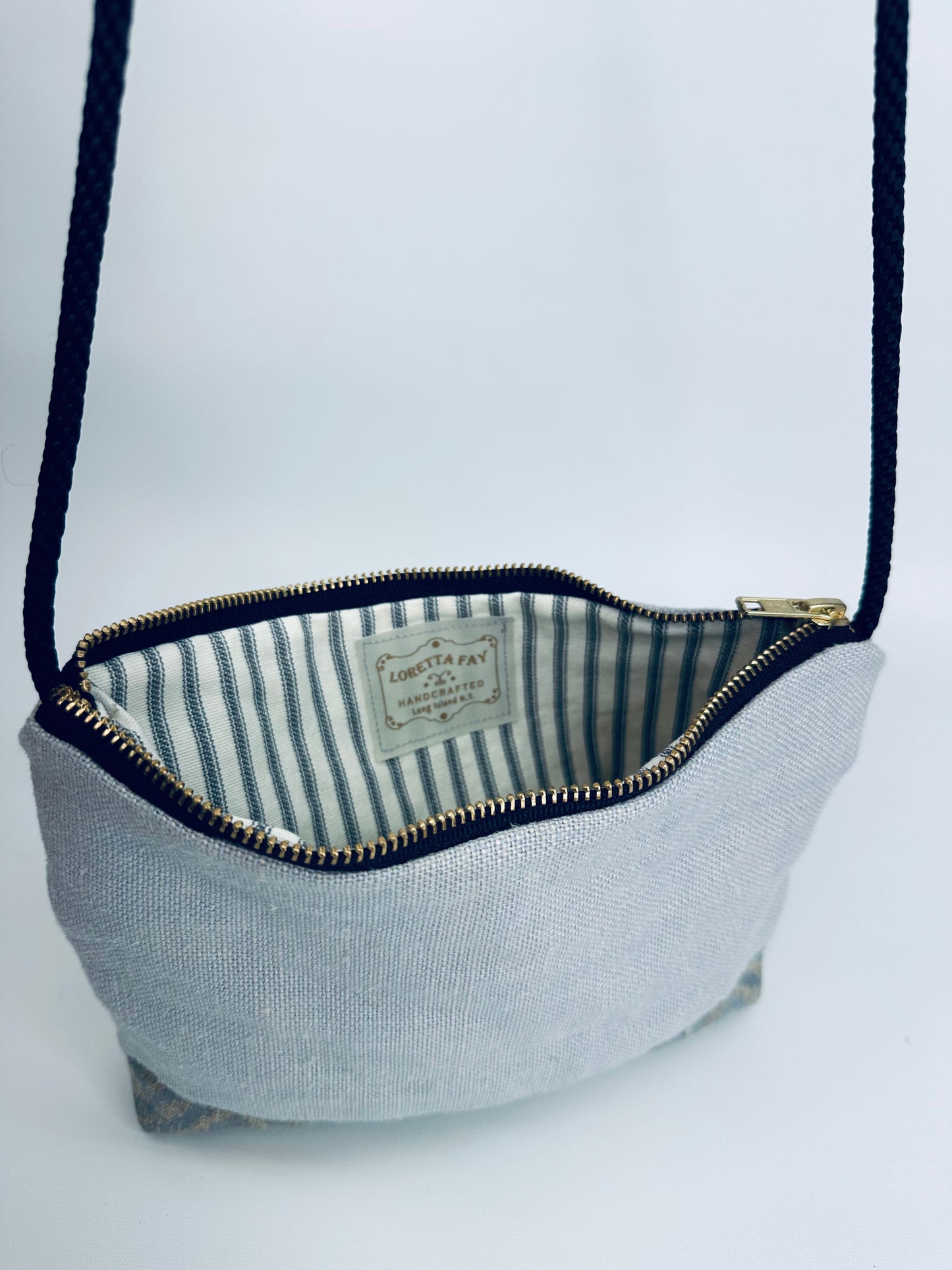 Pale blue linen crossbody