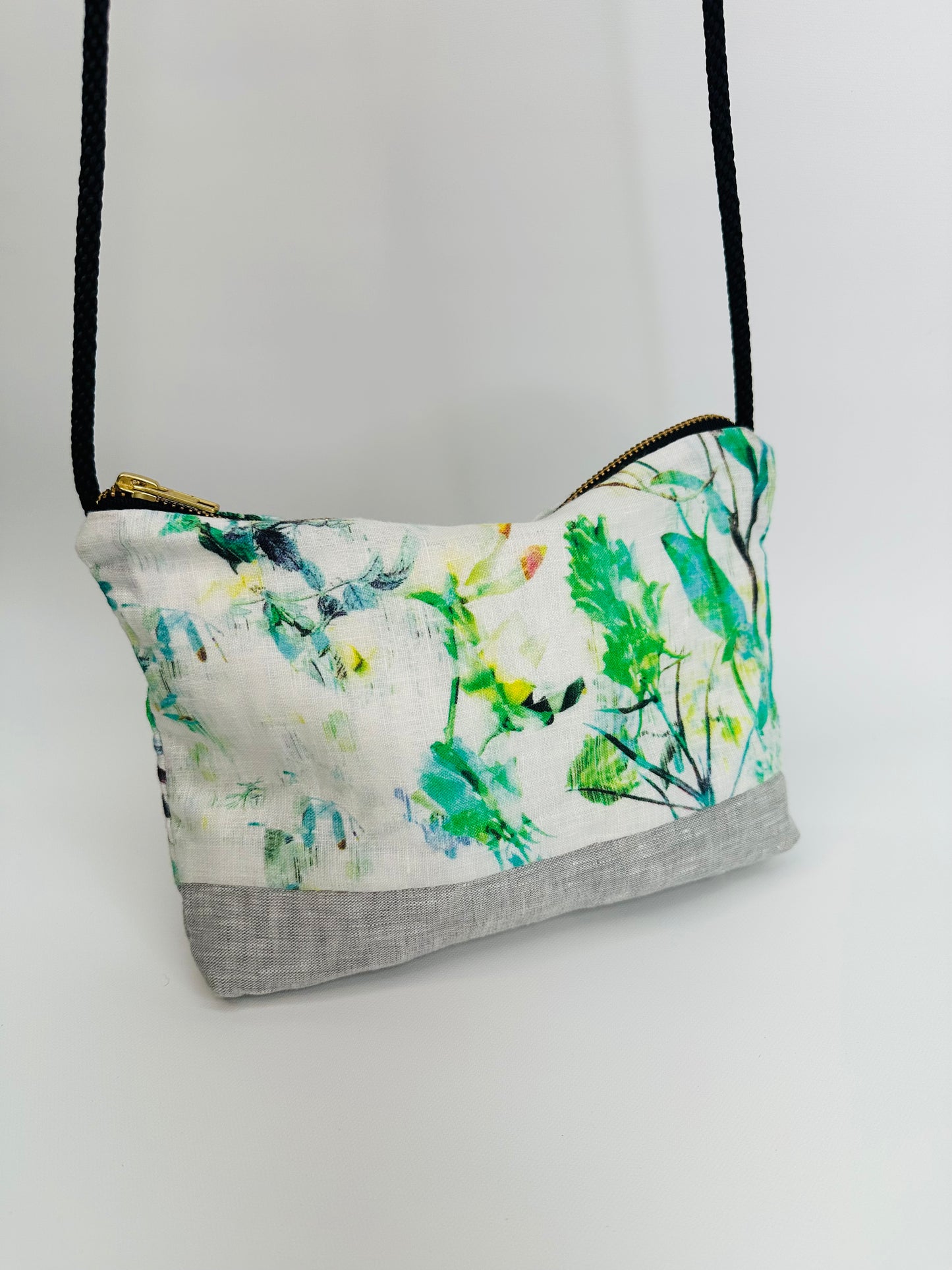 Botanical linen crossbody