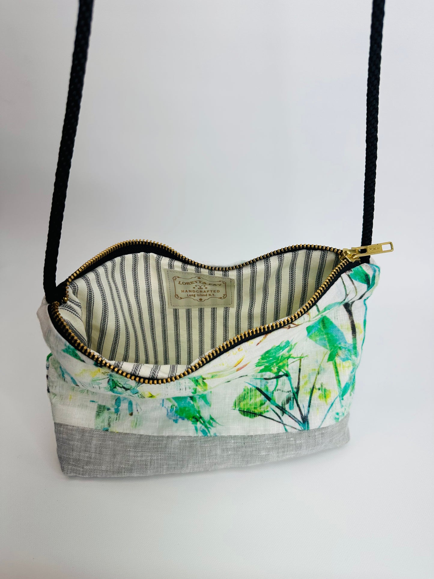 Botanical linen crossbody