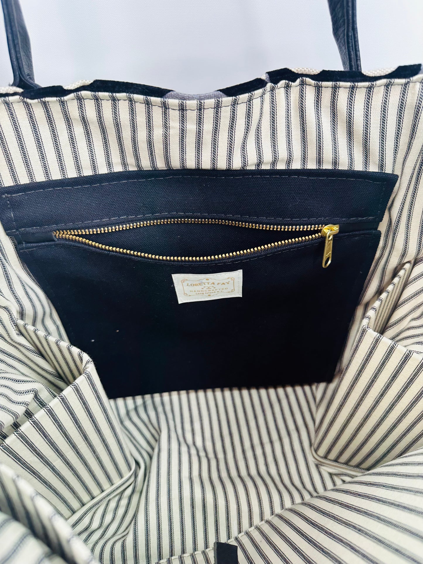 Black Velvet Swirl on Linen Tote