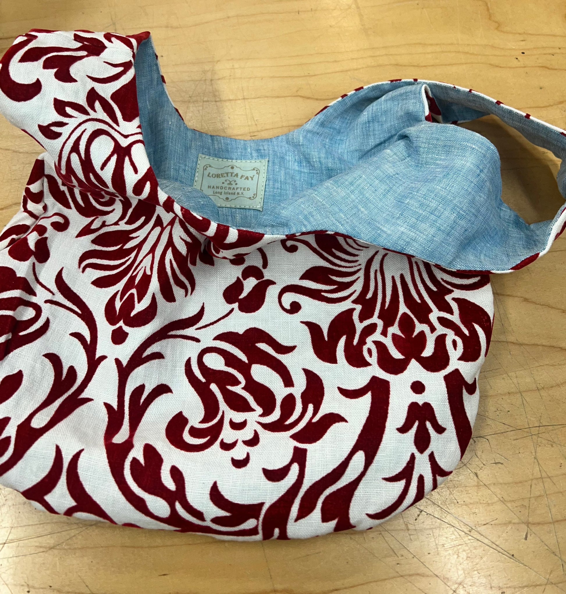 Pale denim blue linen, reversible.